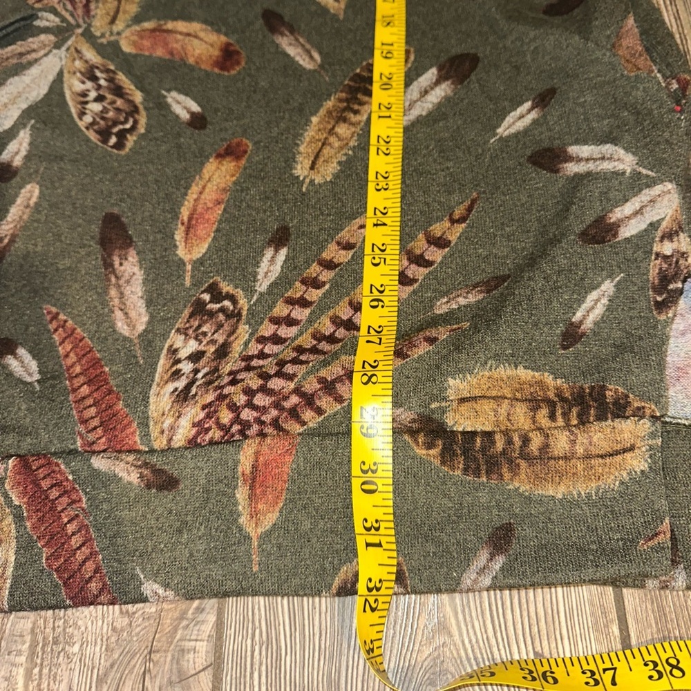 Bellamie Olive Feather Print V-Neck Sweater Dress Pockets Fall Boots Autumn - Picture 7 of 7